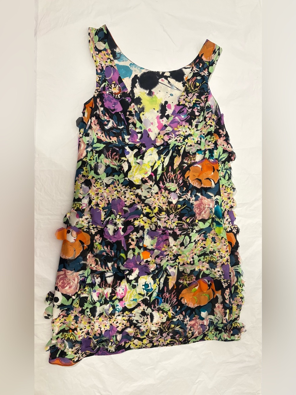 Diane Von Furstenberg Vintage Floral Elenka Silk Mini Ruffle Layer Dress Size 6
